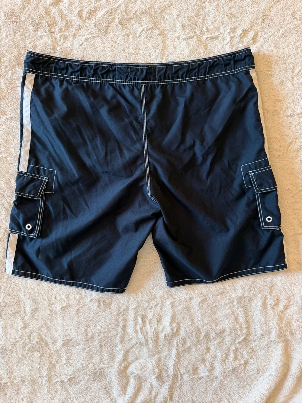 Old Navy Navy Blue White Contrast Stitch Cargo Board Shorts Swim Trunks XL